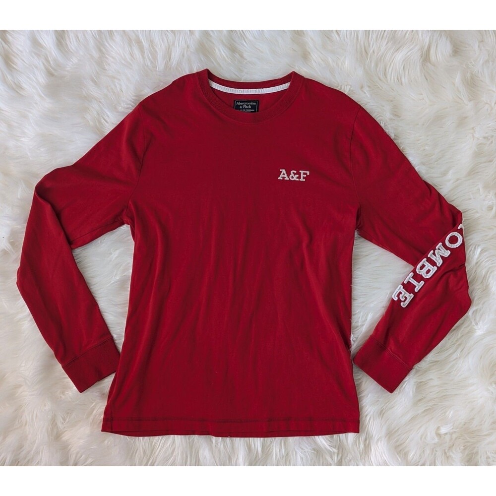 Abercrombie & Fitch Men’s Long Sleeve Red Muscle Fit Y2K Shirt Size Large
